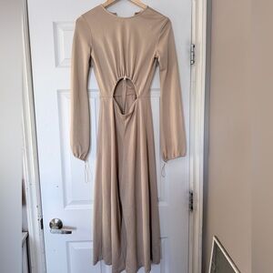 Zara Elegant Beige Long Sleeve Romper